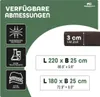 Marketing image showing product features and available sizes for a bierbankauflage (beer bench cover). Podgląd zdjęcia produktu