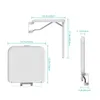 Diagrams showing the dimensions of a white foldable shower seat. Produktbild-Vorschau