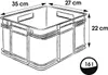 A line drawing of a storage box with dimensions indicated. Produktbild-Vorschau