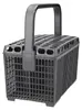 A gray plastic dishwasher cutlery basket with a handle is shown against a white background. Náhľad obrázku produktu