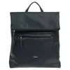 A black backpack is shown against a white background.