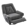 A gray corduroy massage chair with its footrest extended, shown from a three-quarter angle against a white background. Produktbild-Vorschau