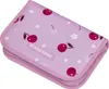 A close-up, slightly angled view of a pink pencil case with a cherry pattern. Produktbild-Vorschau