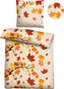 A bedding set with an autumn leaf pattern, including a duvet cover and a pillowcase. Produktbild-Vorschau