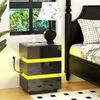 LED Nachttisch mit Steckdose & USB, Hochglanz mit 3 Produktbild-Vorschau 6