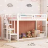 A child's bedroom with a white bunk bed, decorated with cloud stickers and fairy lights. Produktbild-Vorschau