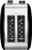 Front view of a black and silver two-slice toaster. Voir les images du produit