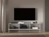 A modern TV stand with a television mounted above it, in a minimalist living room setting. Produktbild-Vorschau