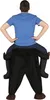 A person wearing a novelty 'huckepack' or 'piggyback' costume, appearing to be carried by a black bear. Anteprima dell’immagine prodotto