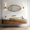Ovaler Wandspiegel 75 cm x 40 cm – Goldener Metallrahmen Produktbild-Vorschau 7