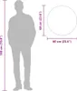 A diagram showing the dimensions of a round mirror next to a silhouette of a person. Produktbild-Vorschau