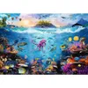 An underwater scene with an island and hot air balloons in the sky. Produktbild-Vorschau