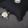 Czarna Pościel Premium Ruffy 140x200cm z satyny bawełnianej Podgląd zdjęcia produktu 5