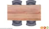 A top-down view of a wooden dining table with a live edge, set with four chairs. Produktbild-Vorschau