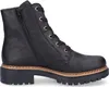 A black leather boot with laces and a zipper. Voir les images du produit