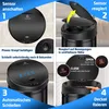 A collage of four images demonstrating the features of a KESSER automatic sensor trash can. Produktbild-Vorschau