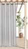 A white outdoor curtain hanging from a wooden pergola. Produktbild-Vorschau