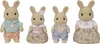 Four bunny figurines dressed in clothing, posed against a white background. Podgląd zdjęcia produktu