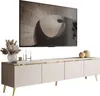 A modern TV stand with a television mounted above it, decorated with a vase of dried flowers and decorative spheres. Náhled obrázku produktu