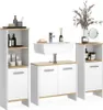 A three-piece bathroom furniture set including a tall cabinet, a vanity with a sink and faucet, and a narrow cabinet. Náhľad obrázku produktu