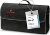 A black fabric car organizer bag with a tag attached. Produktbild-Vorschau