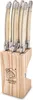 A set of six Laguiole steak knives in a wooden block. Voir les images du produit