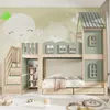 Kinder-Etagenbett 90x200 cm aus Kiefernholz & MDF Hausbett Produktbild-Vorschau 3