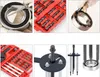 A collage of images showing a bearing, a tool kit, and a bearing removal tool in use. Podgląd zdjęcia produktu