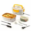 An electric lunch box with food and accessories on a white background. Produktbild-Vorschau
