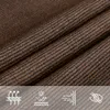 Close-up of brown fabric with black stripes, with icons at the bottom indicating features. Produktbild-Vorschau