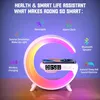 A smart bedside lamp with multiple features displayed with text overlays. Produktbild-Vorschau