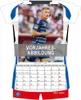 A t-shirt shaped calendar featuring a soccer player and a calendar grid for March. Produktbild-Vorschau