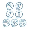 A series of 7 numbered circular diagrams illustrating the steps for using a water filter. Produktbild-Vorschau