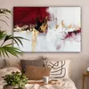 MuchoWow® - Leinwandbilder - Rot - Marmor - Abstrakt - Gold Produktbild-Vorschau 2
