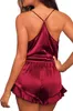 Damen Satin Pyjama-Set mit Rüschen – y Kurze Nachtwäsche, Produktbild-Vorschau 2
