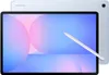 A light blue Samsung tablet with a stylus is shown from the front and back. Produktbild-Vorschau
