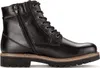 A black leather boot with laces and a side zipper is shown against a white background. Produktbild-Vorschau