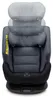 A front view of a gray and black baby car seat with adjustable headrest shown in multiple positions. Produktbild-Vorschau