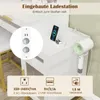 A close-up view of a white vanity desk with built-in charging features, including a phone charger and a hairdryer holder. Podgląd zdjęcia produktu
