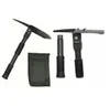A disassembled multi-tool set including a pickaxe, shovel head, and handle, along with a carrying pouch, laid out against a white background. Anteprima dell’immagine prodotto
