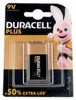 A Duracell Plus Power 9V battery in its retail packaging, featuring the Duracell bunny mascot. Anteprima dell’immagine prodotto