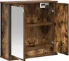 A wooden bathroom cabinet with a mirrored door, shown open. Podgląd zdjęcia produktu