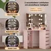 Coiffeuse LED, 112x50x142.5 cm Coiffeuse avec 3 miroirs et Voir les images du produit 7