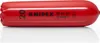 A red, cylindrical product with text and markings on it, isolated on a white background. Náhled obrázku produktu