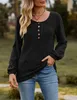 ASKSA Damen Langarmshirt Rundhals Knoepfen Rippstrick Produktbild-Vorschau 2