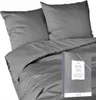 A gray duvet cover and pillowcases are neatly folded and presented, with a packaging insert showing product details. Náhled obrázku produktu