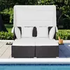 GOPLUS Rattan Lounge mit faltbarem Sonnendach, Gartenliege Produktbild-Vorschau 2