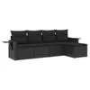 Design 5-tlg. Garten-Sofagarnitur mit Kissen Schwarz Poly Produktbild-Vorschau 2