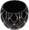 A black ceramic planter with diamond-shaped quilting and small clear rhinestones embedded at the intersections of the quilting. Produktbild-Vorschau