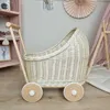 Puppenwagen aus weiden in der Farbe ecru 48x30x45cm - Produktbild-Vorschau 2
